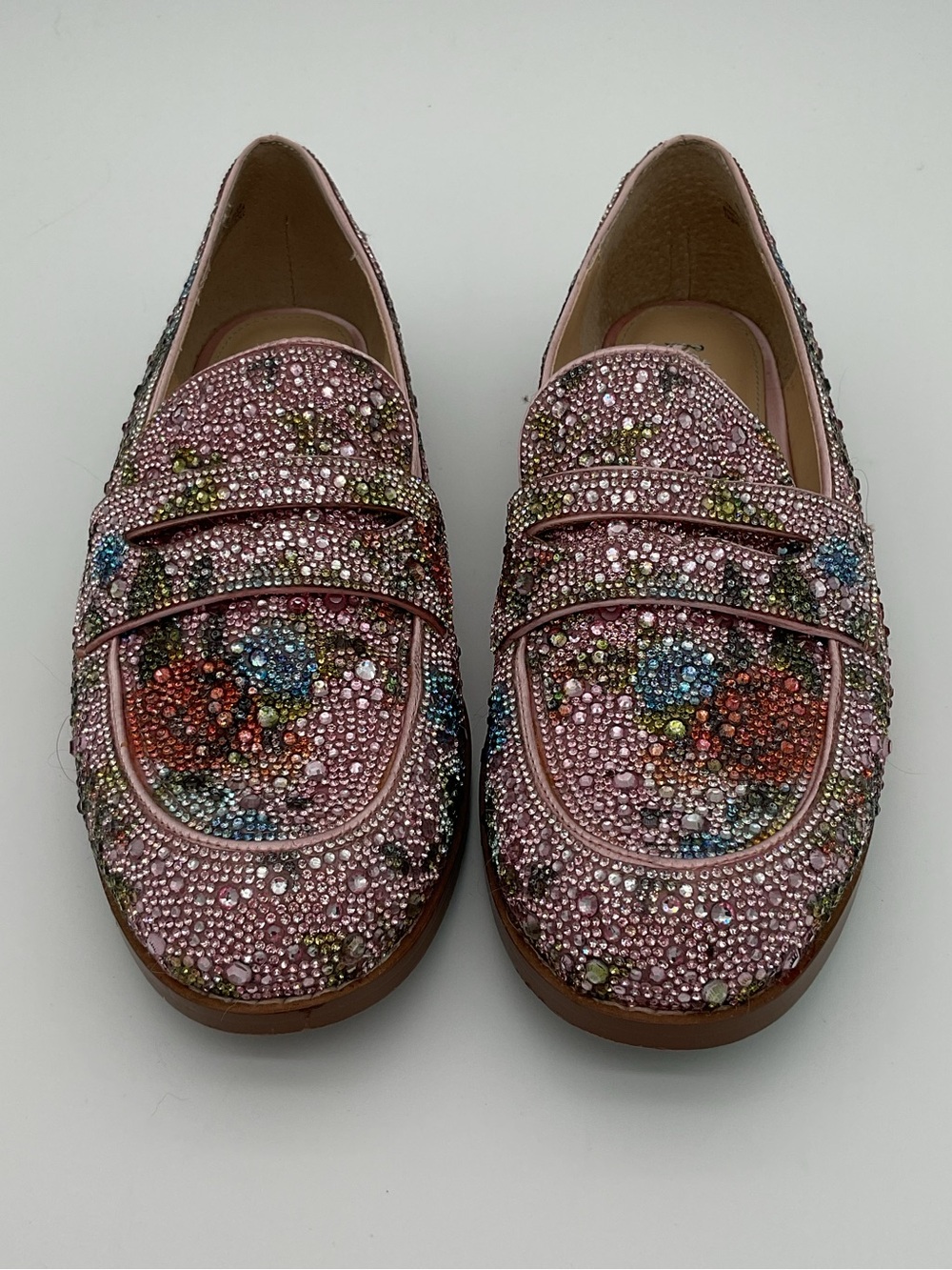 Betsey Johnson Aron Embellished Pink Crystal Loafers